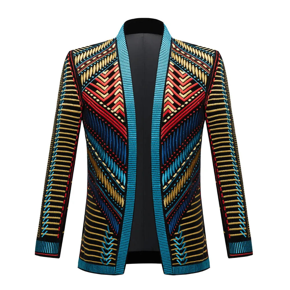 Men's Customized Velvet Embroidered Suit Jacket Wedding Banquet Nightclub Male Singer Concert Performance Stylish Blazer Tuxedo