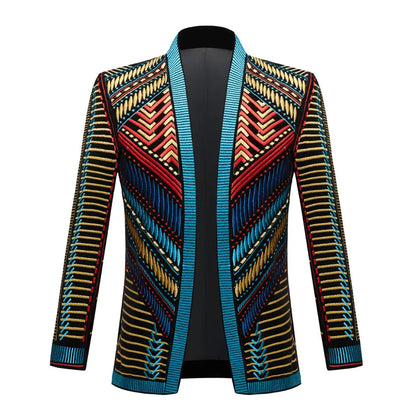Men's Customized Velvet Embroidered Suit Jacket Wedding Banquet Nightclub Male Singer Concert Performance Stylish Blazer Tuxedo