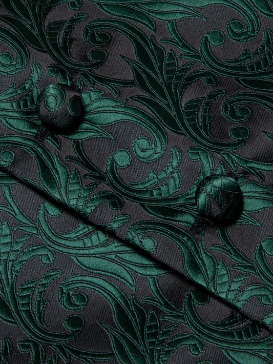 Men's Vest Set Double Breasted Waistcoat with Necktie and Pocket Square for Weddings and Formal Occasions – Dark Green