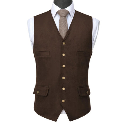 Men's Flannel Vest Single Breasted Waistcoat for Weddings & Formal Occasions