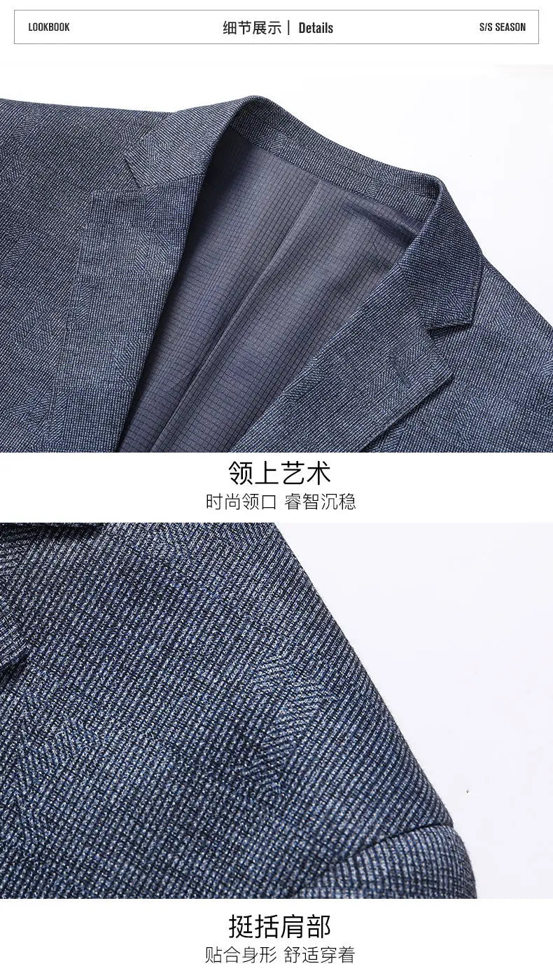 Blazer's New Men's Fashionable Business Wedding Banquet Casual Hosting Dress Showcases A High-end Middle-aged Gentleman Blazer