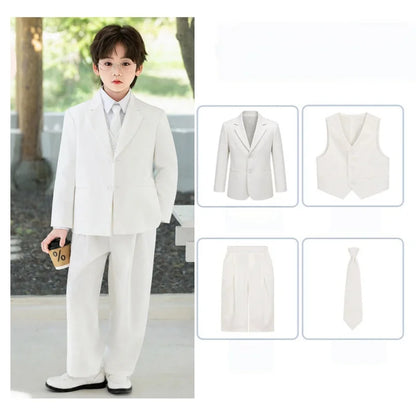 2026 New Flower Boys Wedding Dress Kids Birthday Party Outfit Children's Piano Host Speech Performance Costume