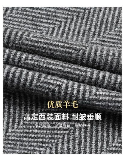 Men's Wool Blazer Herringbone Pattern Casual Business Suit Jacket Comfortable and Stylish Coat