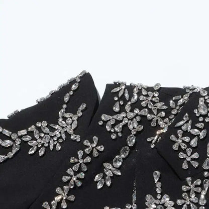 Sexy Stylish Coats 2025 Spring Autumn New Women Diamonds Nail Bead Heavy Waist Exposed High Sense Long Sleeve Blazer HK3760