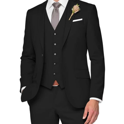 Costume de Mariage Formel pour Hommes Élégant Haut de Gamme Slim Fit 3 Pièces Blazer Gilet Pantalon Business Décontracté pour Soirée Dansante