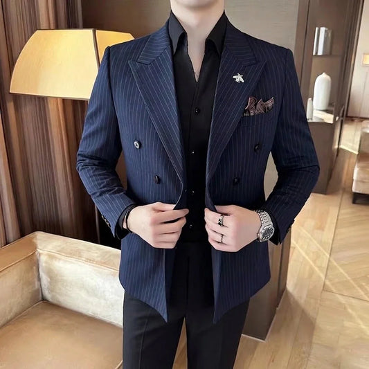 Men's Double Breasted Blazer – Formal Wedding & Business Jacket