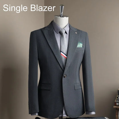 Man Blazer Spring Autumn Turn Down Collar Single-breasted Male Outerwear Business Casual Long Sleeve Versatile Men Suit Coat