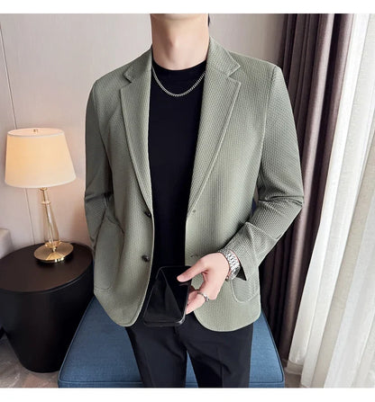 High Quality Ice Silk Seamless Sunscreen Suit Jacket Men Summer Breathable Unlined Casual Blazers Versatile Business Social Coat