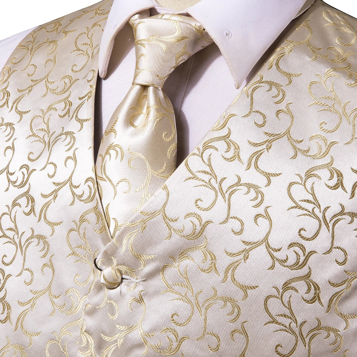 Men's Floral Paisley Vest and Tie Set – Formal Waistcoat with Necktie and Pocket Square for Weddings and Business Events
