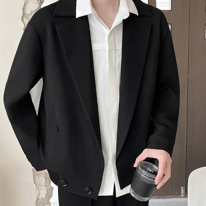 TikTok Trend Men's Autumn Designer Cropped Blazer High-End Casual Jacket Fashion Short Suit Outerwear