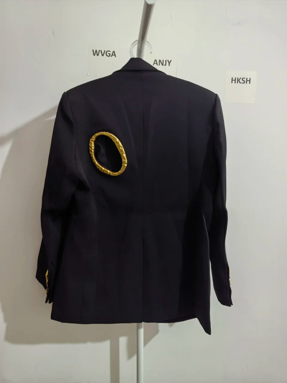 Women Blazer Elegant Fashion Metal Hollow Out Design Long Sleeve Loose Versatile Trendy Suit-Coat Spring Autumn New HK26606