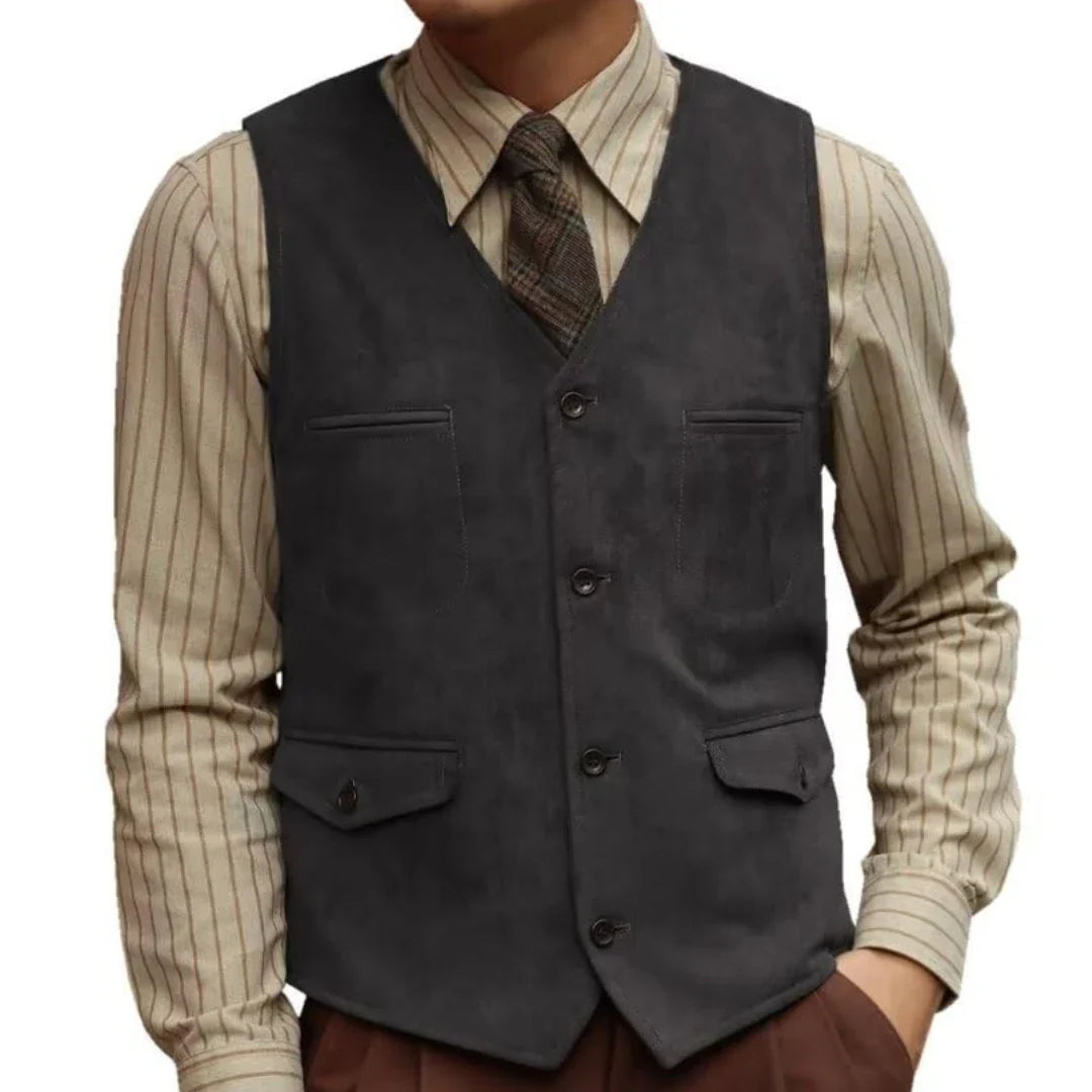 Men Vest Single Button Velvet Waistcoat for Wedding Banquet and Business Formal