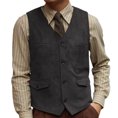 Men Vest Single Button Velvet Waistcoat for Wedding Banquet and Business Formal