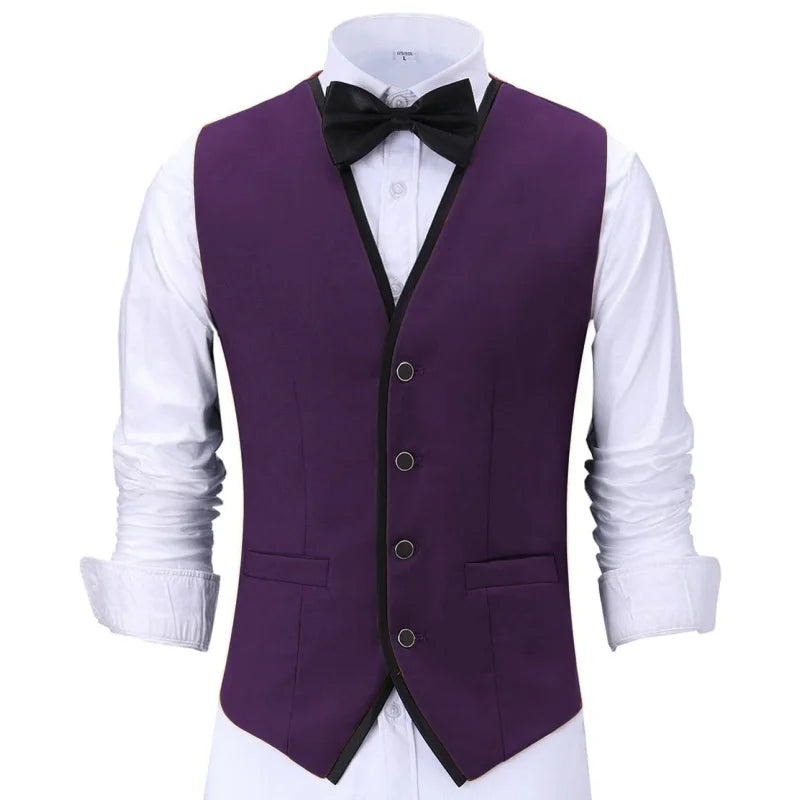 Men's Formal Vest Single Button Waistcoat for Weddings and Business