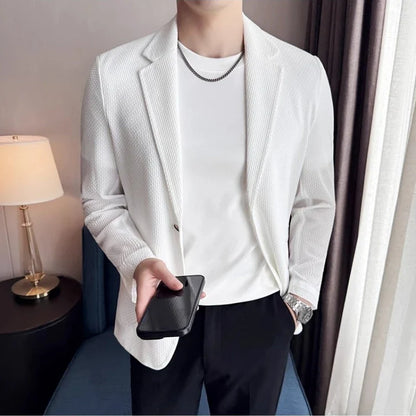 High Quality Ice Silk Seamless Sunscreen Suit Jacket Men Summer Breathable Unlined Casual Blazers Versatile Business Social Coat
