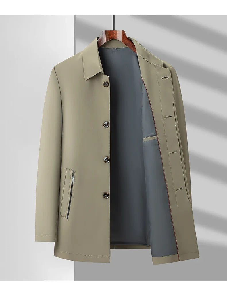 Men's 2025 Spring Fashion Handsome Trend Solid Color All-in-One Casual Business Jacket Loose Simple Lapel Top Coat