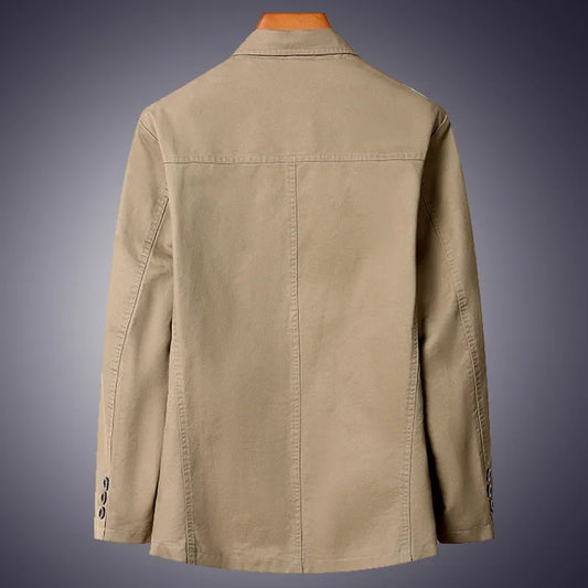 Blazer 100% Cotton Fashion Business Solid Slim Fit Casual Work Cotton Korean Coat for Men Middle-aged Plus Size Loose Blazer