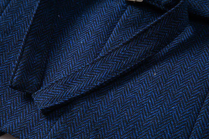 Men's Triple-Breasted Herringbone Tweed Vest – Retro Fake Two-Piece Waistcoat for Weddings & Smart-Casual Occasions