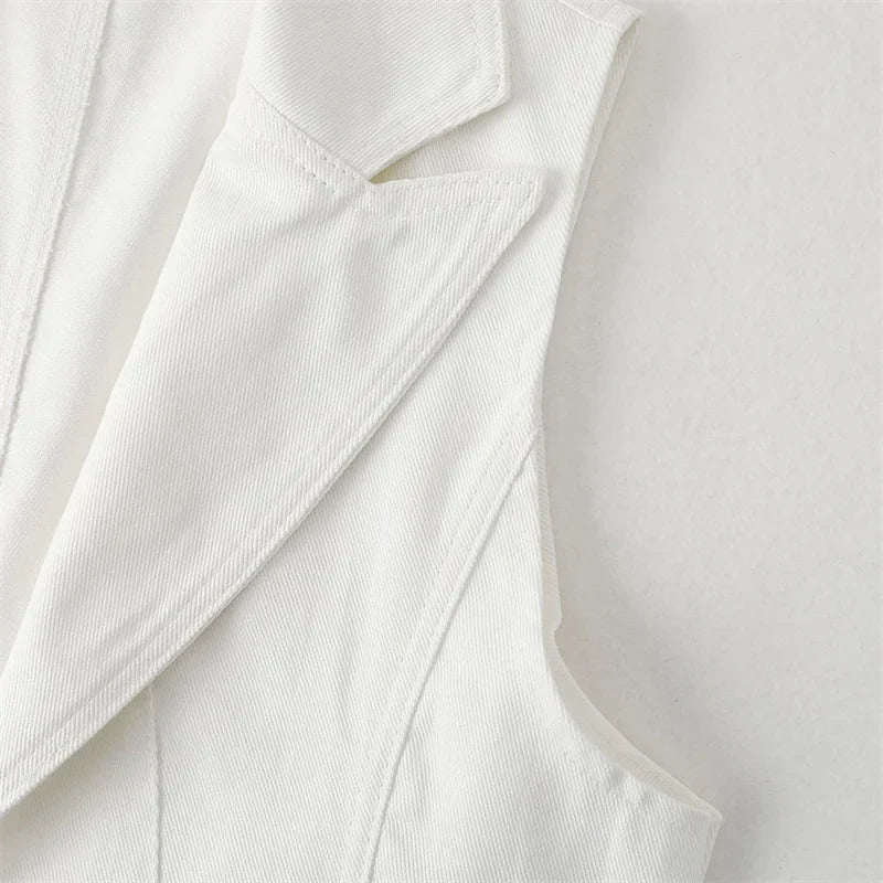 Women's Denim Vest 2025 New Ladies White Jean Jacket Fashion Waistcoat Summer Vest Coat Outwear S-5XL