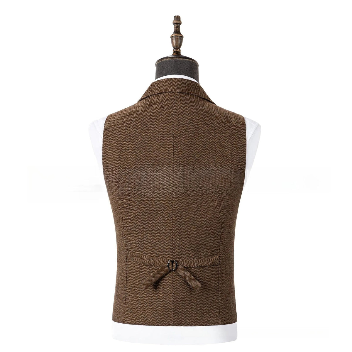 Men's Waistcoat Herringbone Single Breasted Notch Lapel Slim Fit Vest for Wedding & Business