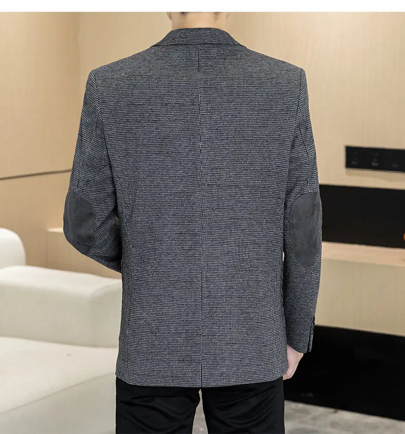Men's Blazer Single Breasted Smart Casual Grey Coffee Spring Autumn
