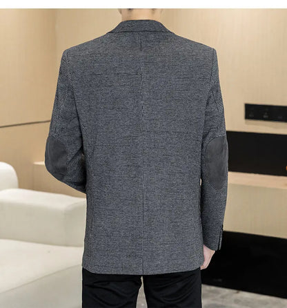 Men's Blazer Single Breasted Smart Casual Grey Coffee Spring Autumn