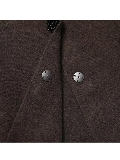 Women's Brown Blazer Jacket 2000s Vintage Long Sleeve Single Breasted Office Ladies V-Neck Suit Coat Outerwear Spring Autum 2025