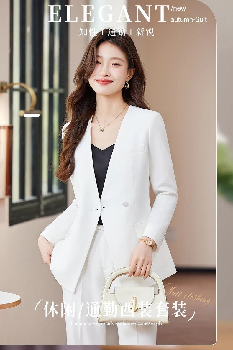 Fashionable business women's suit, high-quality two-piece pants + blazer. Unique temperament, comfortable and stylish