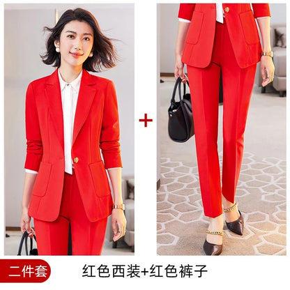 Women's Professional Pants Suit High-Quality Autumn Winter Wear Show Time Increased Temperament
