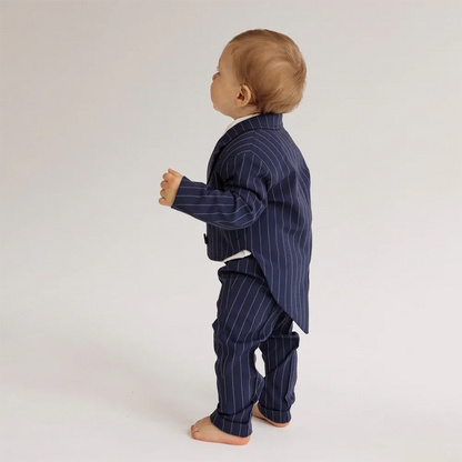 Baby Boy Clothes Chic Striped Double Breasted Peak Lapel Sets for Children Fashion Daily Casual Customized Kids Suits 2 Piece