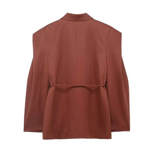 Spring Autumn New Women Blazer Notched Collar Single Button Flying Sleeve Solid Color High-End Elegant Fashion Coat HK18181