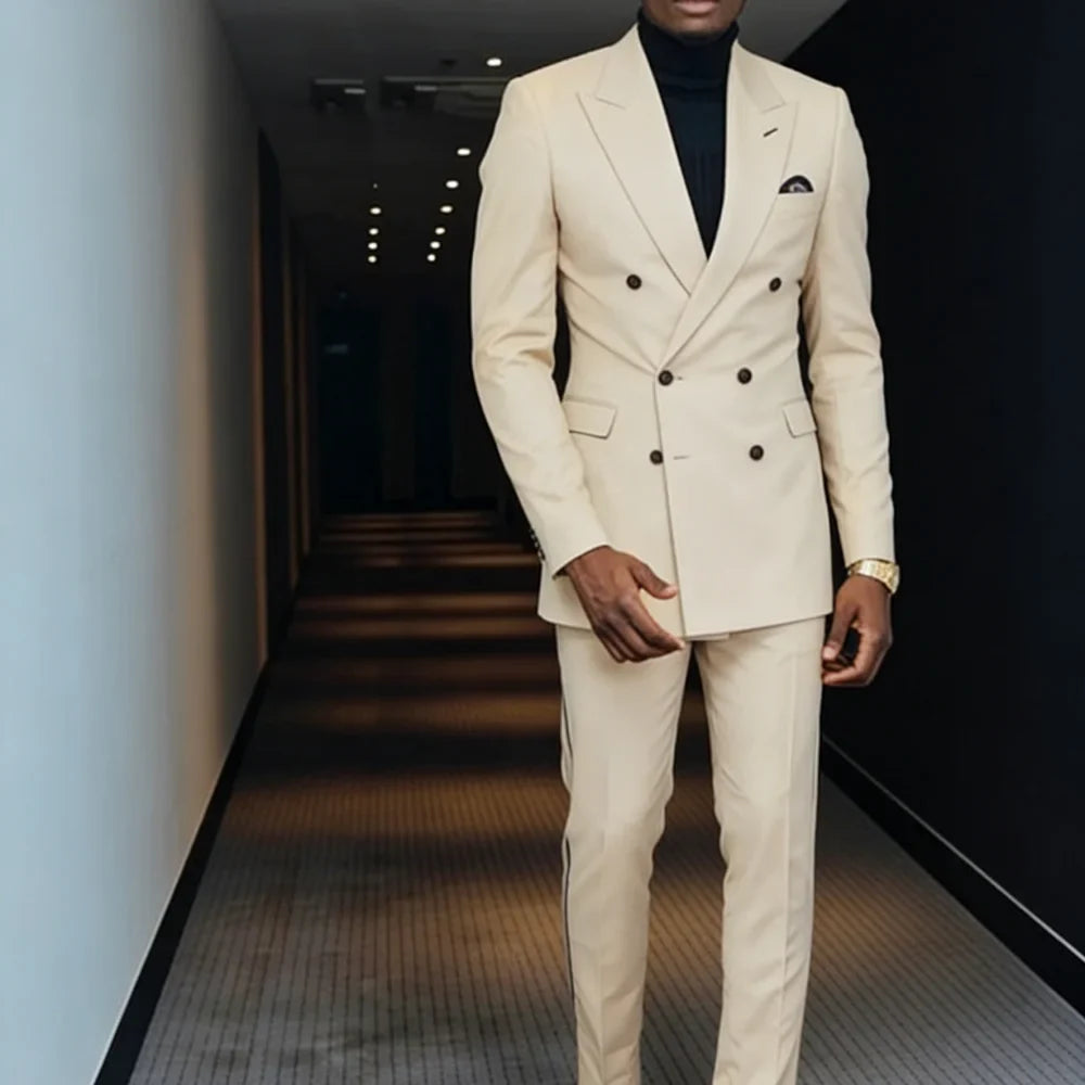 Men's 2 Pieces Business Casual Wedding Suit High-Quality Handsome European American Style For Business Party