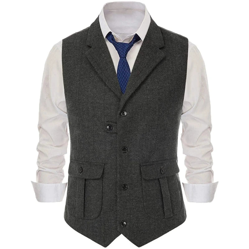 Men's Vest Single Breasted Formal Waistcoat for Wedding Banquet and Business