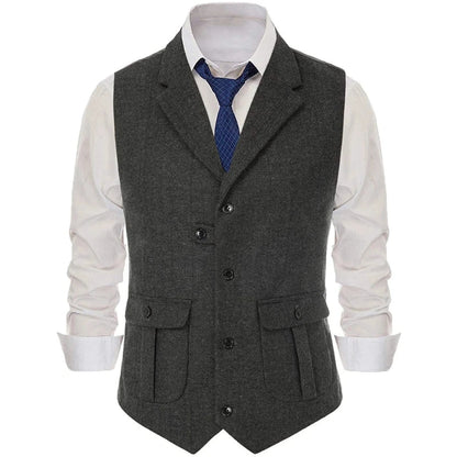 Men's Vest Single Breasted Formal Waistcoat for Wedding Banquet and Business