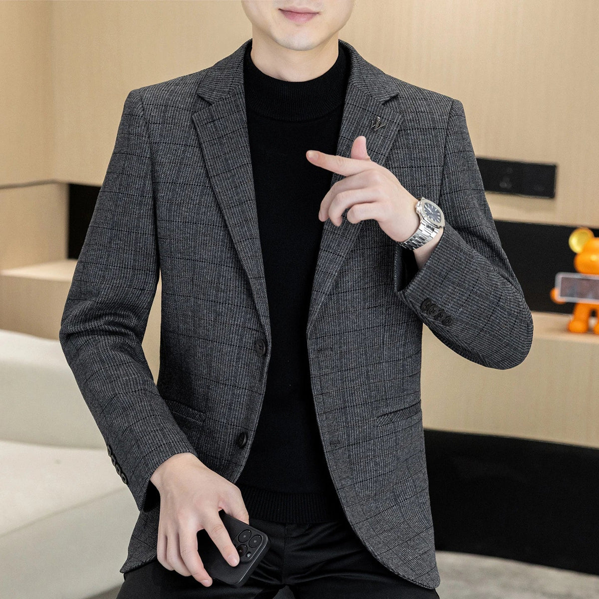 Men's Single Breasted Blazer Smart Casual Autumn Jacket