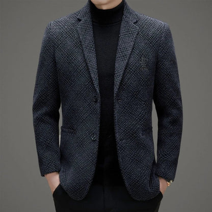 Men's Autumn Winter Thickened Business Casual Blazer Jacket Middle Aged Warm Outerwear