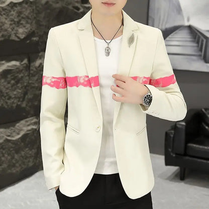 New Trendy Versatile Fashion Solid Color Korean Style Blazer Spring Autumn Casual Men's Slim Fit Handsome Suit Jacket Outerwear