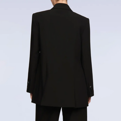 Timeless Women Black Oversized Power Suit Double Breasted Blazer Wide Leg Pants 2‑Piece Set Streetwear Office Pantsuit