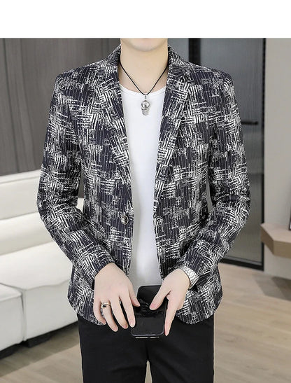 Men's Blazer Fashionable Casual Business Gentleman Outdoor Trendy Checkered Banquet Versatile and Slimming Korean Version Blazer