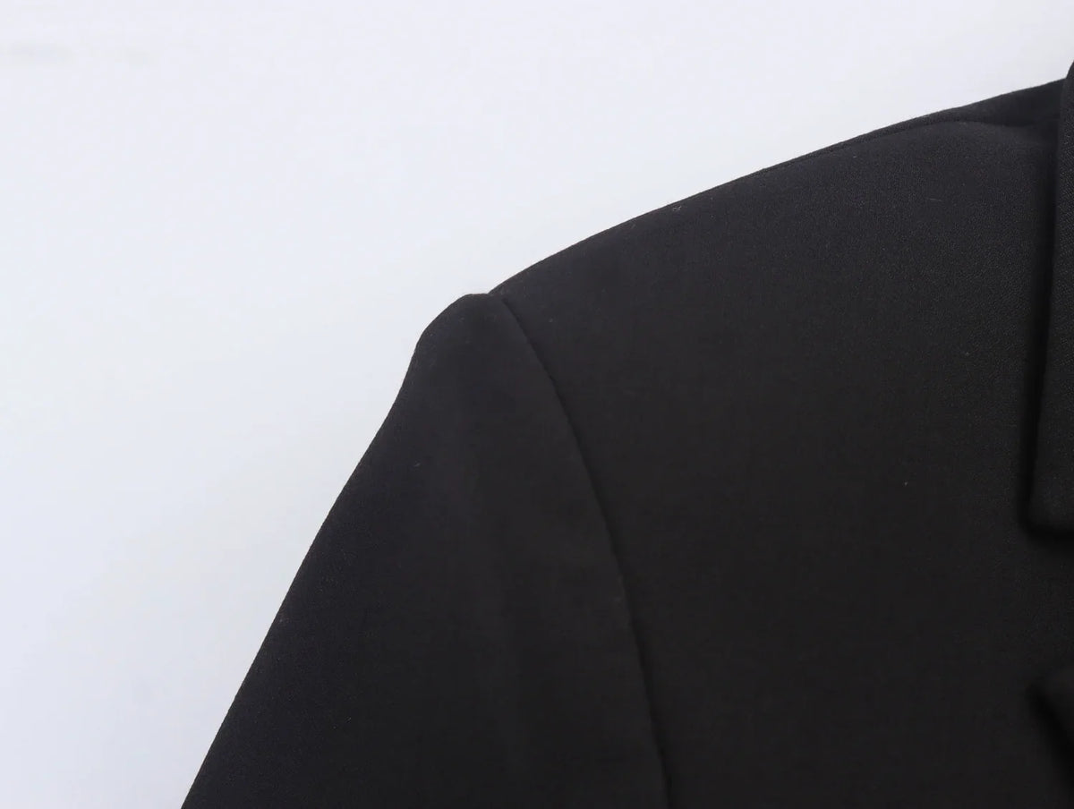 Women's Black Gothic Emo Cropped Bow Blazer Jacket Y2k 2000s Vintage Suit Coat Long Sleeve Single Breasted Outerwear Autum 2025