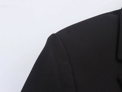 Women's Black Gothic Emo Cropped Bow Blazer Jacket Y2k 2000s Vintage Suit Coat Long Sleeve Single Breasted Outerwear Autum 2025