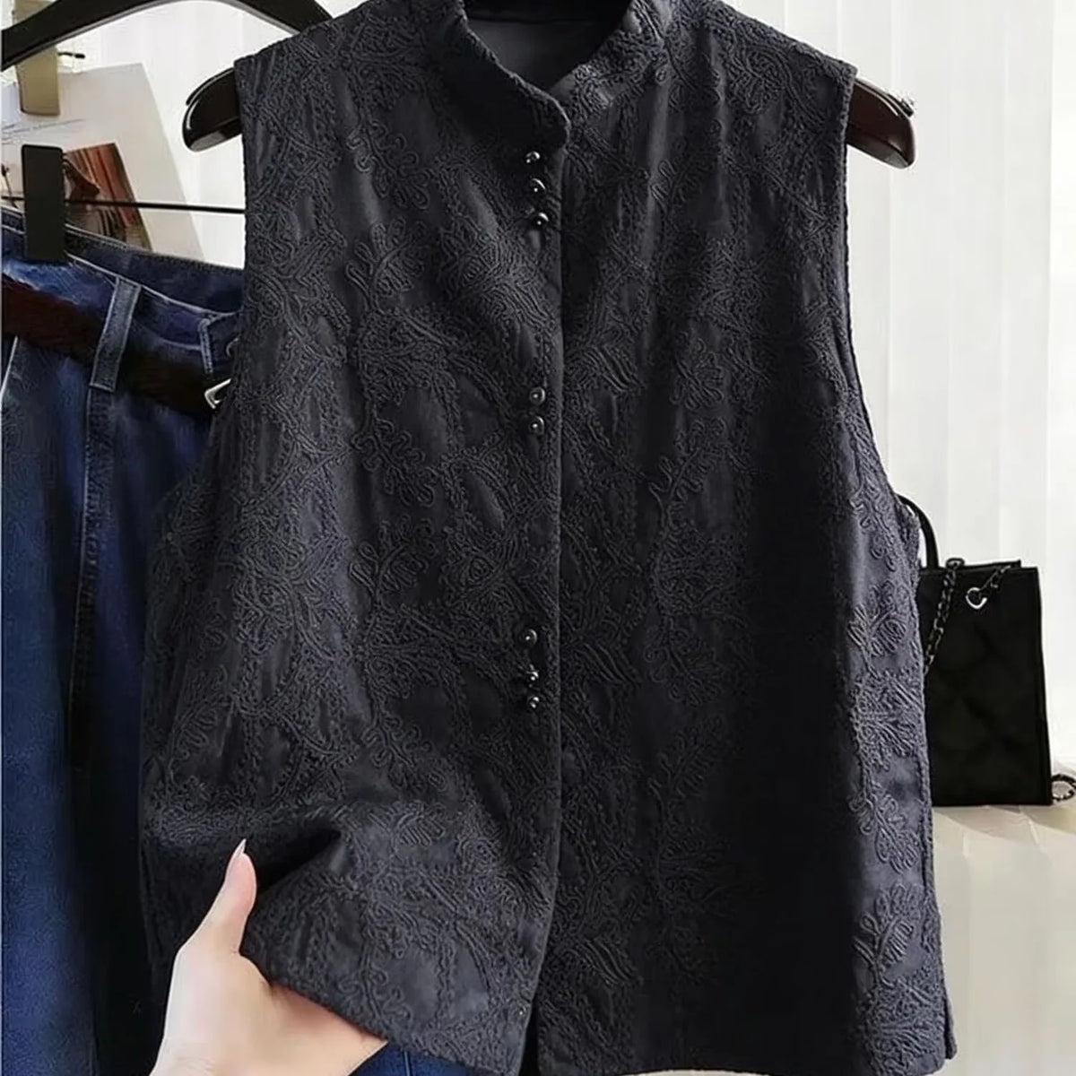 Women's New Chinese Lace Vest 2026 New Spring Summer  Stand Collar Sleeveless Jacket Ladies Vest Tops Waistcoat Outerwear