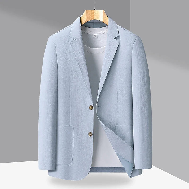Spring and Autumn Slim-Fit Men's Stylish and Handsome Business Suits with Mid-Calf Length Jackets and Young Men's Linen Shirts