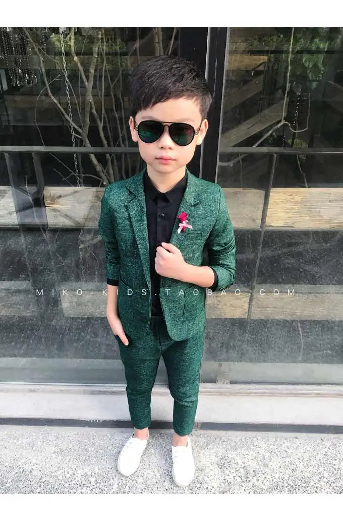 Kids Wedding Ceremony Slim Suit Children Formal Blazers Pants 2Pcs Photography Clothes Good Quality Baby Boys Handsome Suit