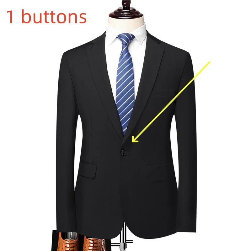 Blazer New Men's Fashion Business Solid Color British Style Professional Work Groom Wedding Dress Best Man Blazer Jacket