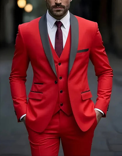 Ensemble de costume habillé pour homme, coupe ajustée, décontracté pour affaires, smoking de mariage, manches longues, revers crantés, marié