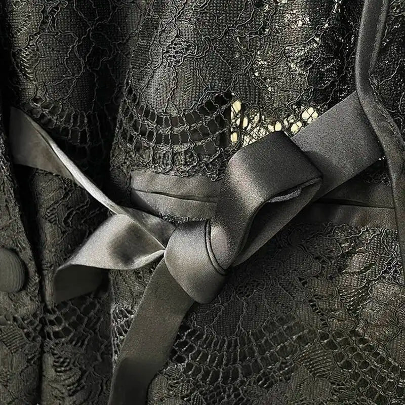 Black Lace Long Sleeve Open Front Casual Party Outerwear Single Breasted Women New Autumn 2026 hot-Selling CPG5745