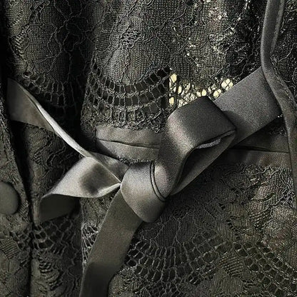 Black Lace Long Sleeve Open Front Casual Party Outerwear Single Breasted Women New Autumn 2026 hot-Selling CPG5745