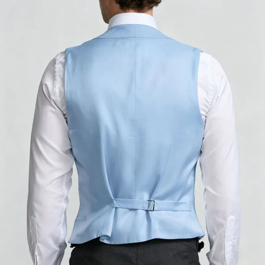 Men's Vest Double Breasted Solid Waistcoat for Wedding, Business & Formal Occasions – Sky Blue