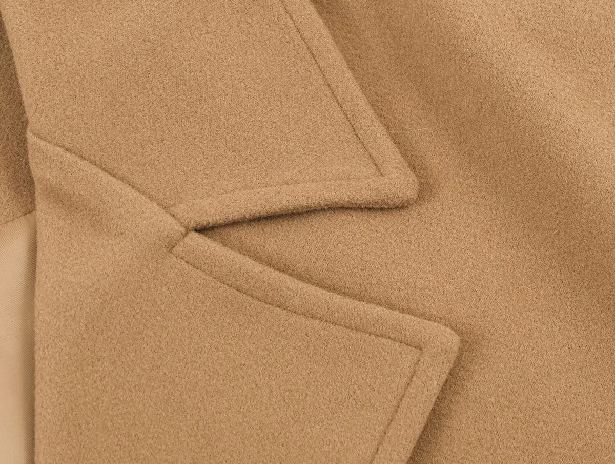 Women's Khaki Woolen Overcoat Korean Style Elegant Long Sleeve Warm Long Outerwear Vintage Harajuku 2000s Fashion Clothes Winter